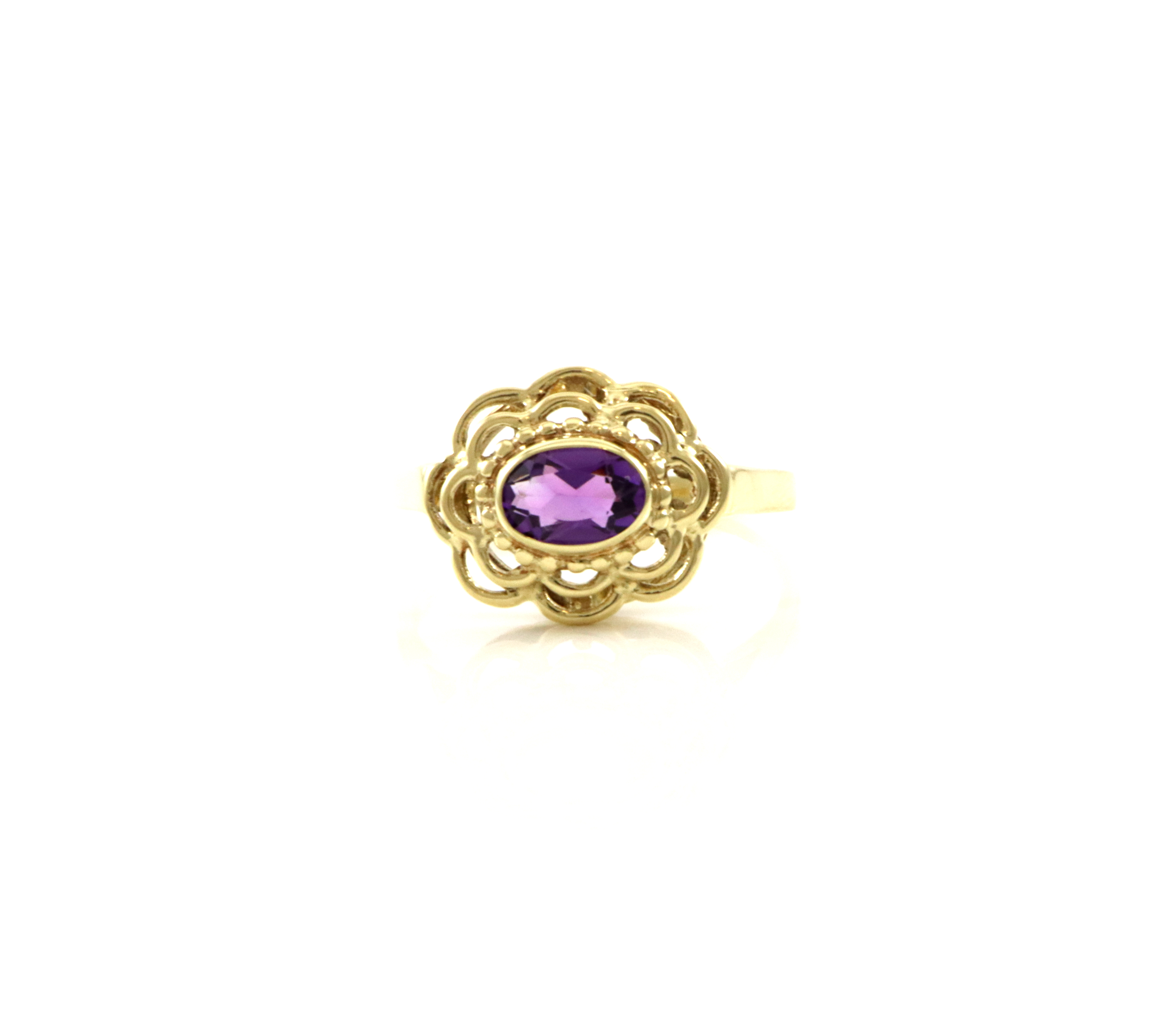 Pen ring med ametyst. Stemplet Helge Rasmussen