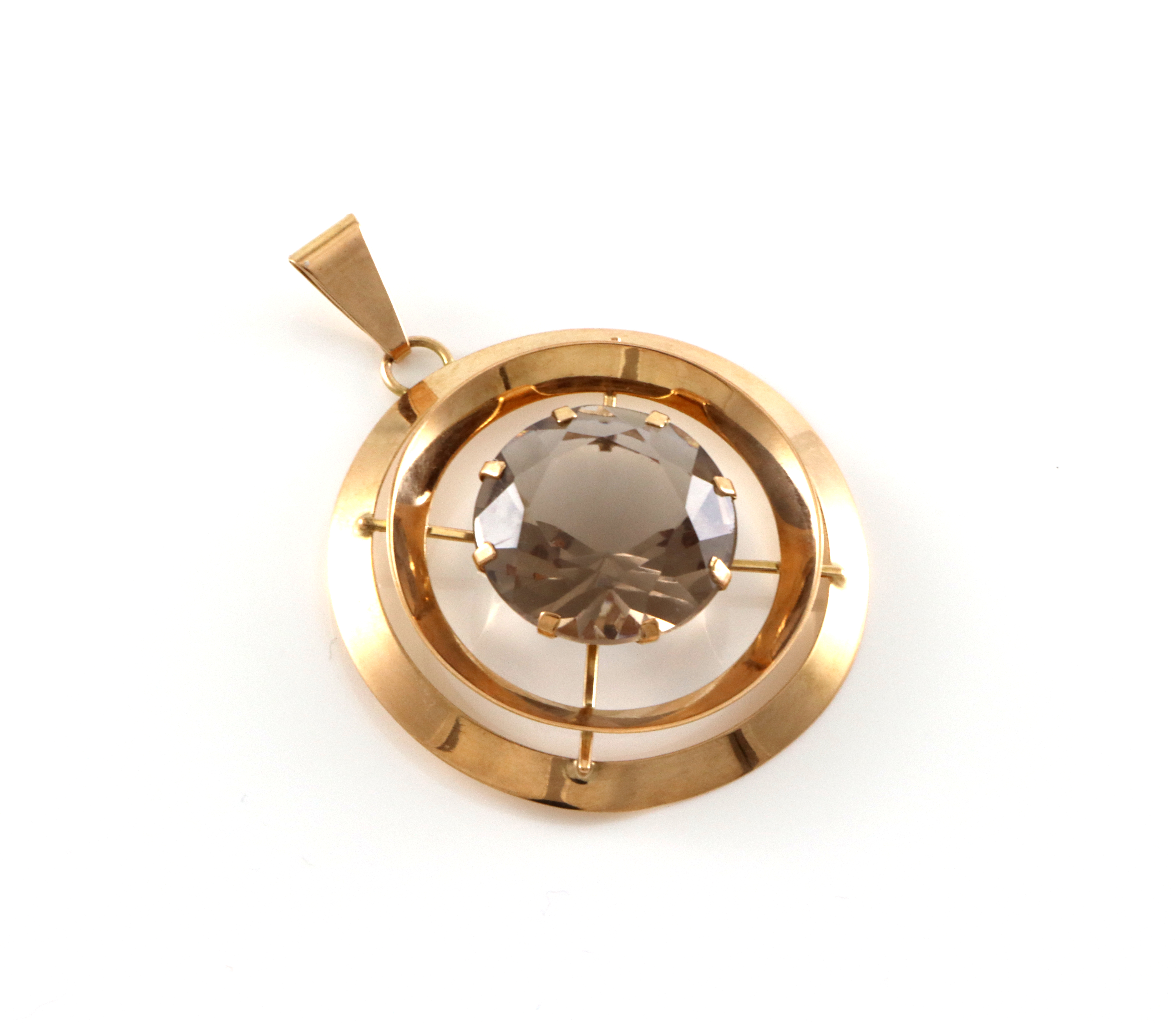 Lekkert retro anheng med røykkvarts. Stemplet Helge Rasmussen, trolig import fra Finland