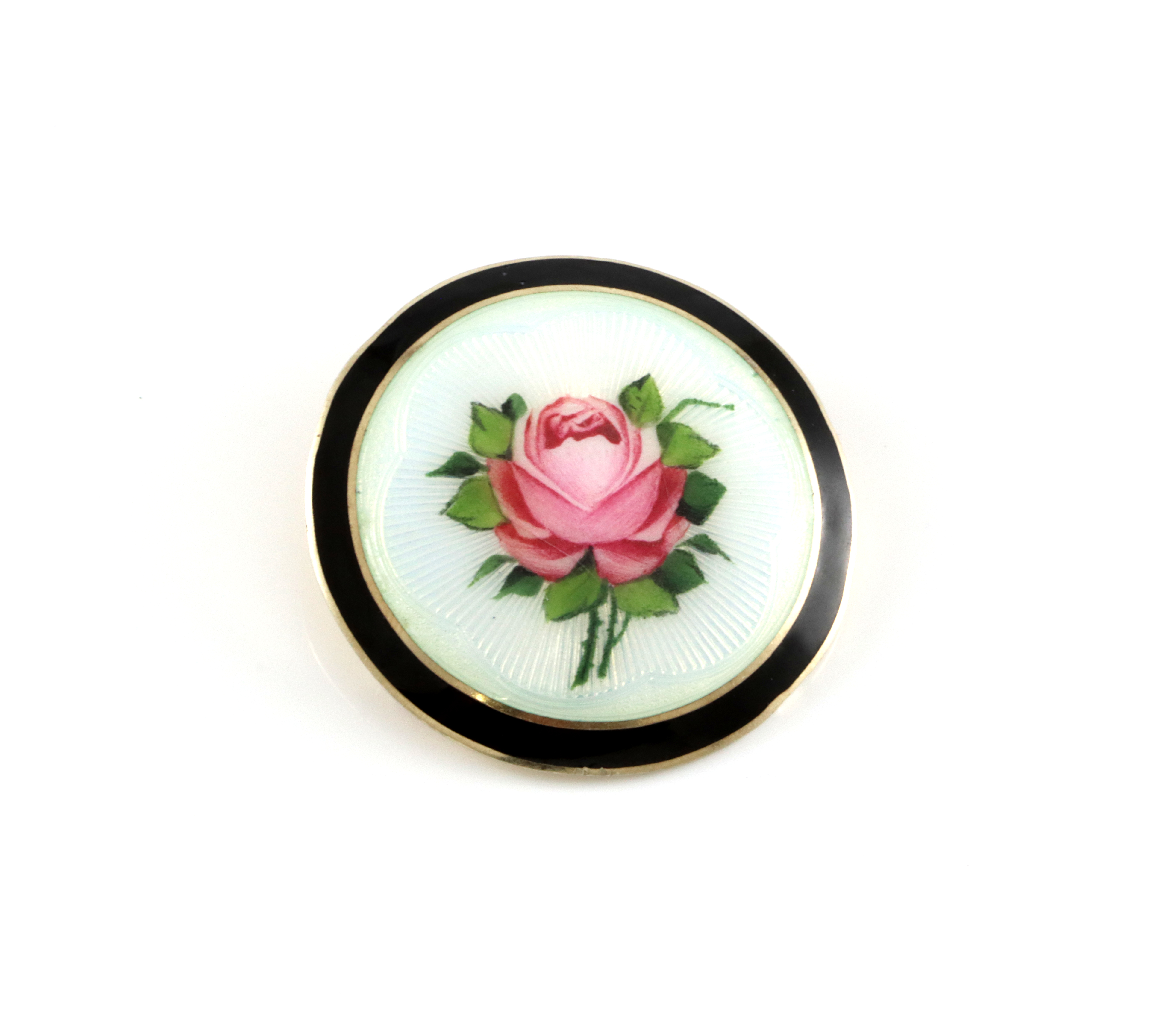 Emaljert brosje i sølv