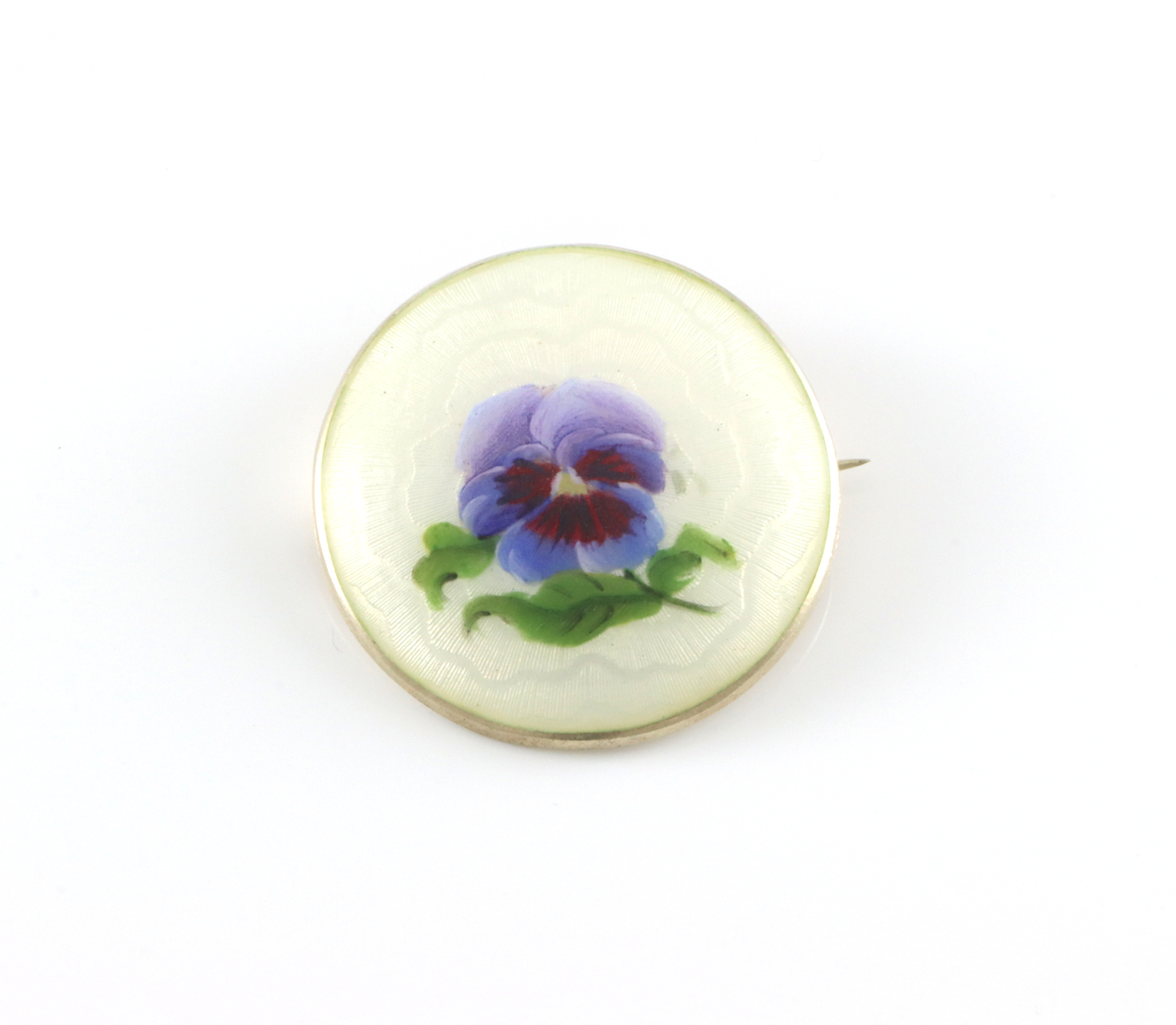 Emaljert brosje i sølv