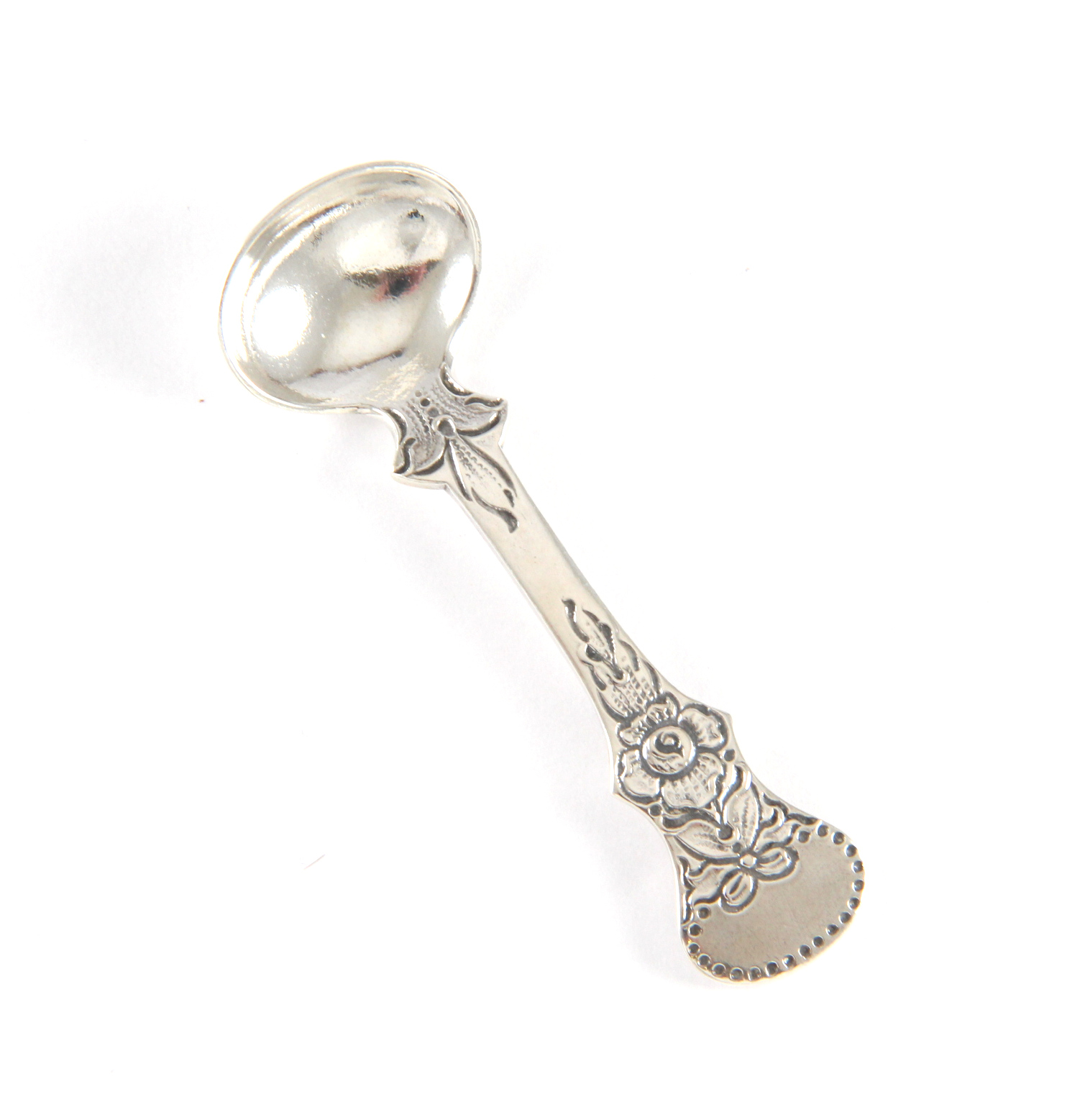 Flat rose saltskje i sølv