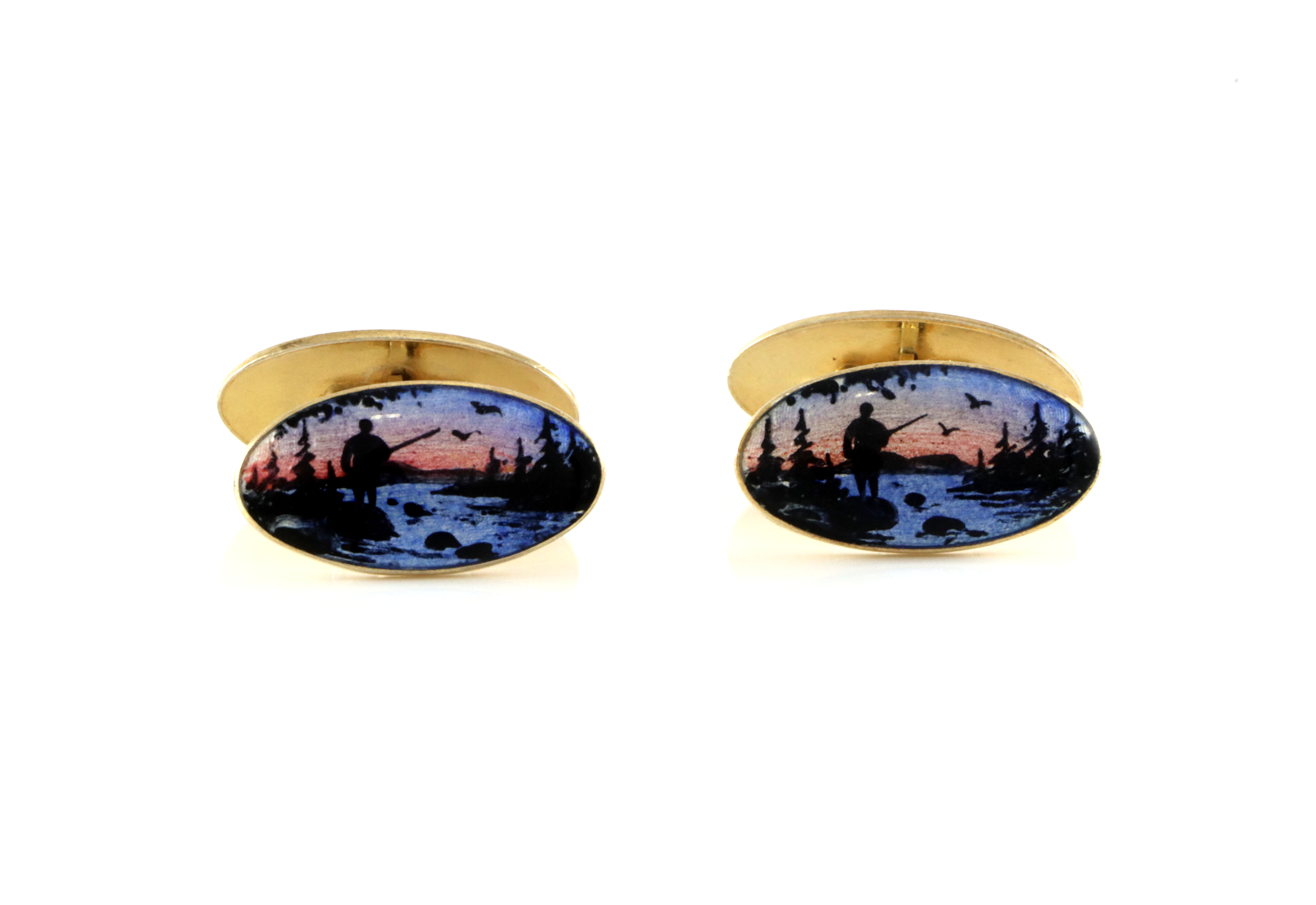 Emaljerte mansjettknapper i sølv