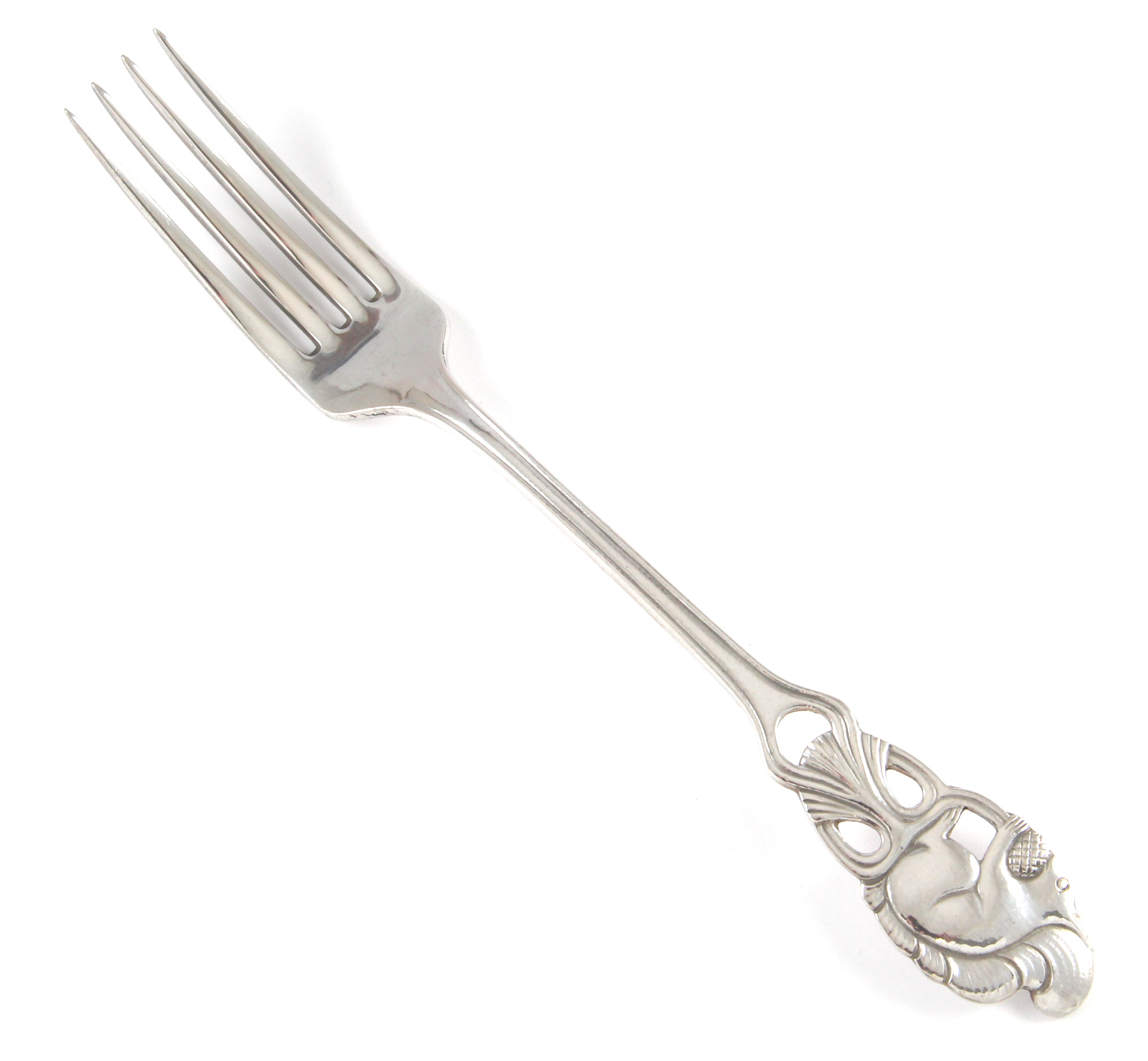 Ekorn spisegaffel i sølv