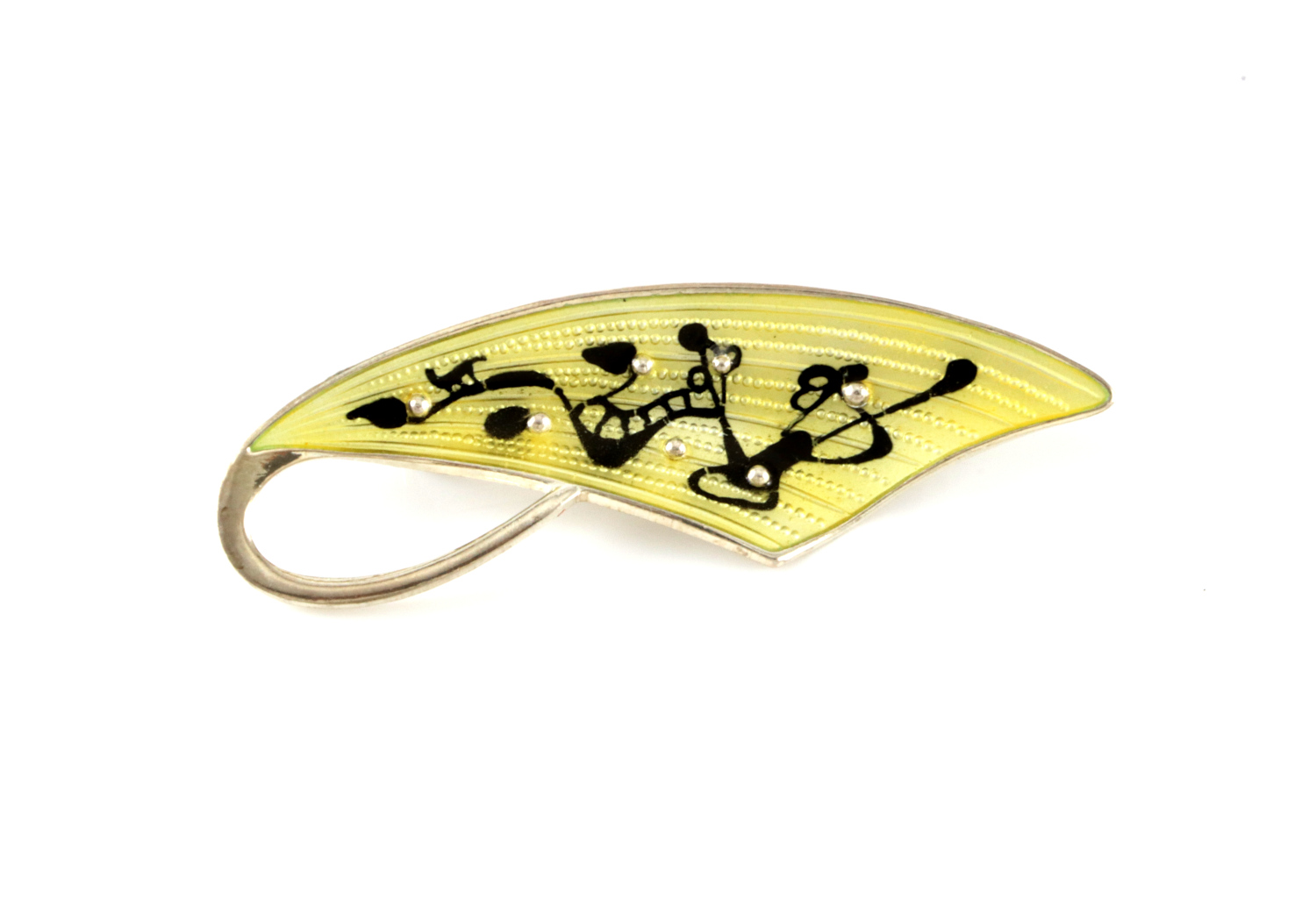 Emaljert brosje i sølv