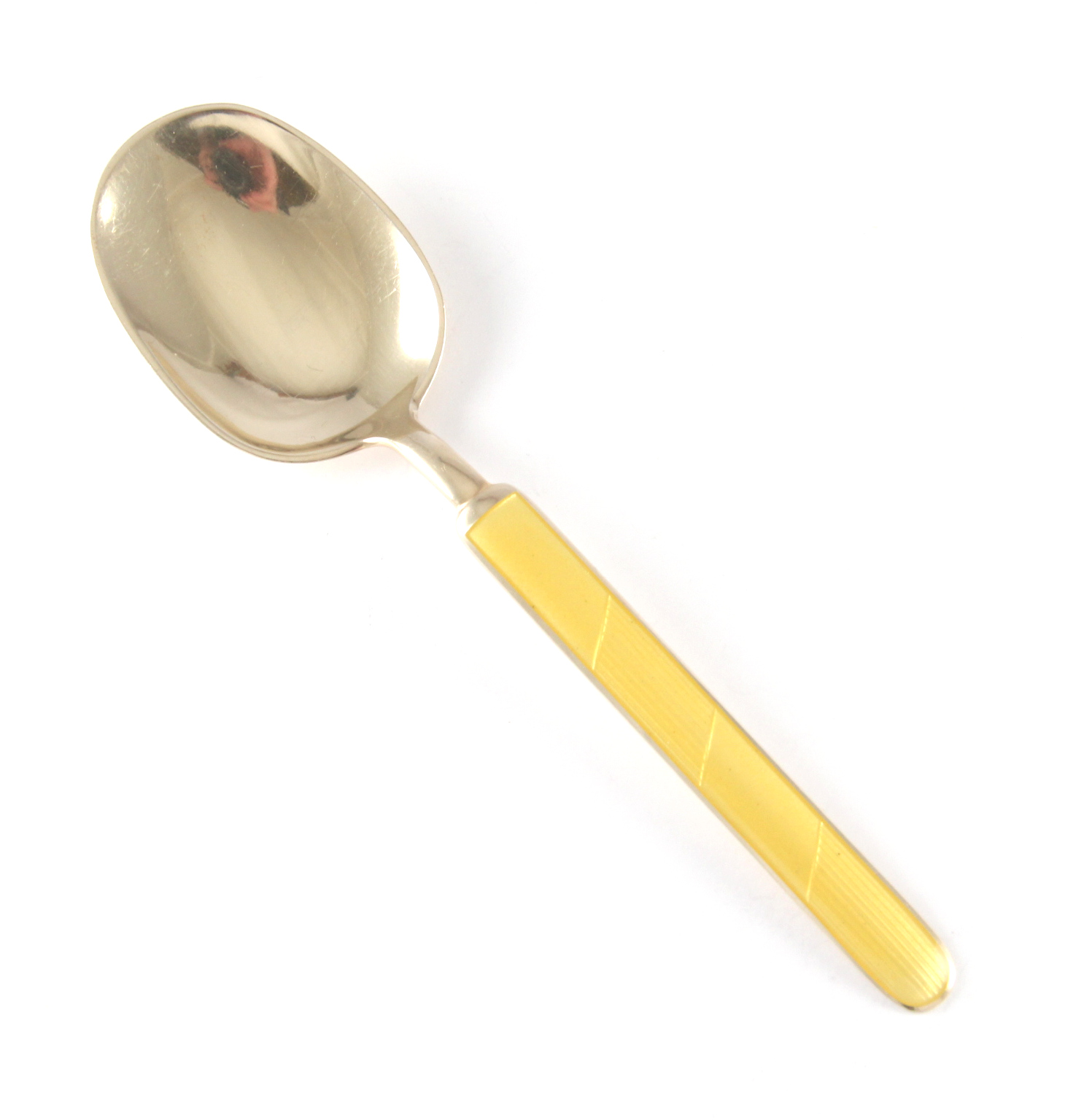 Emaljert dessertskje i sølv