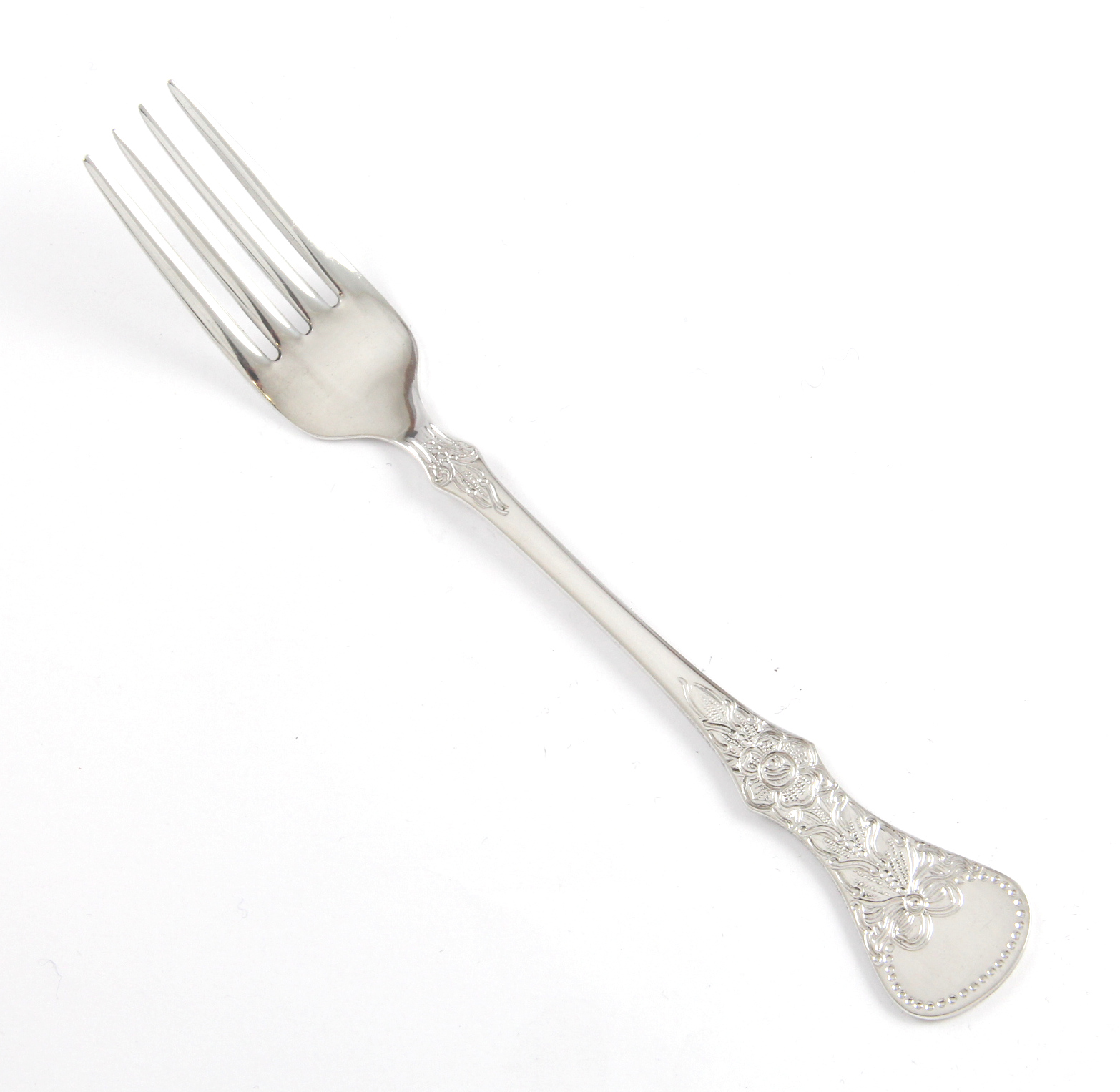 Flat Rose spisegaffel i sølv