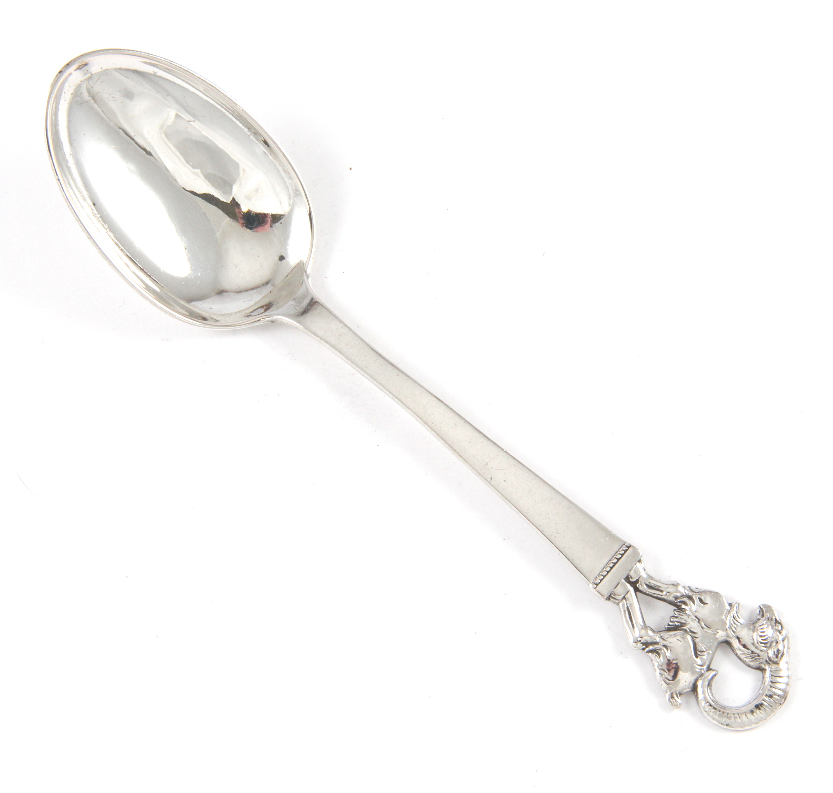 Geitebukk, barnebestikk i sølv.