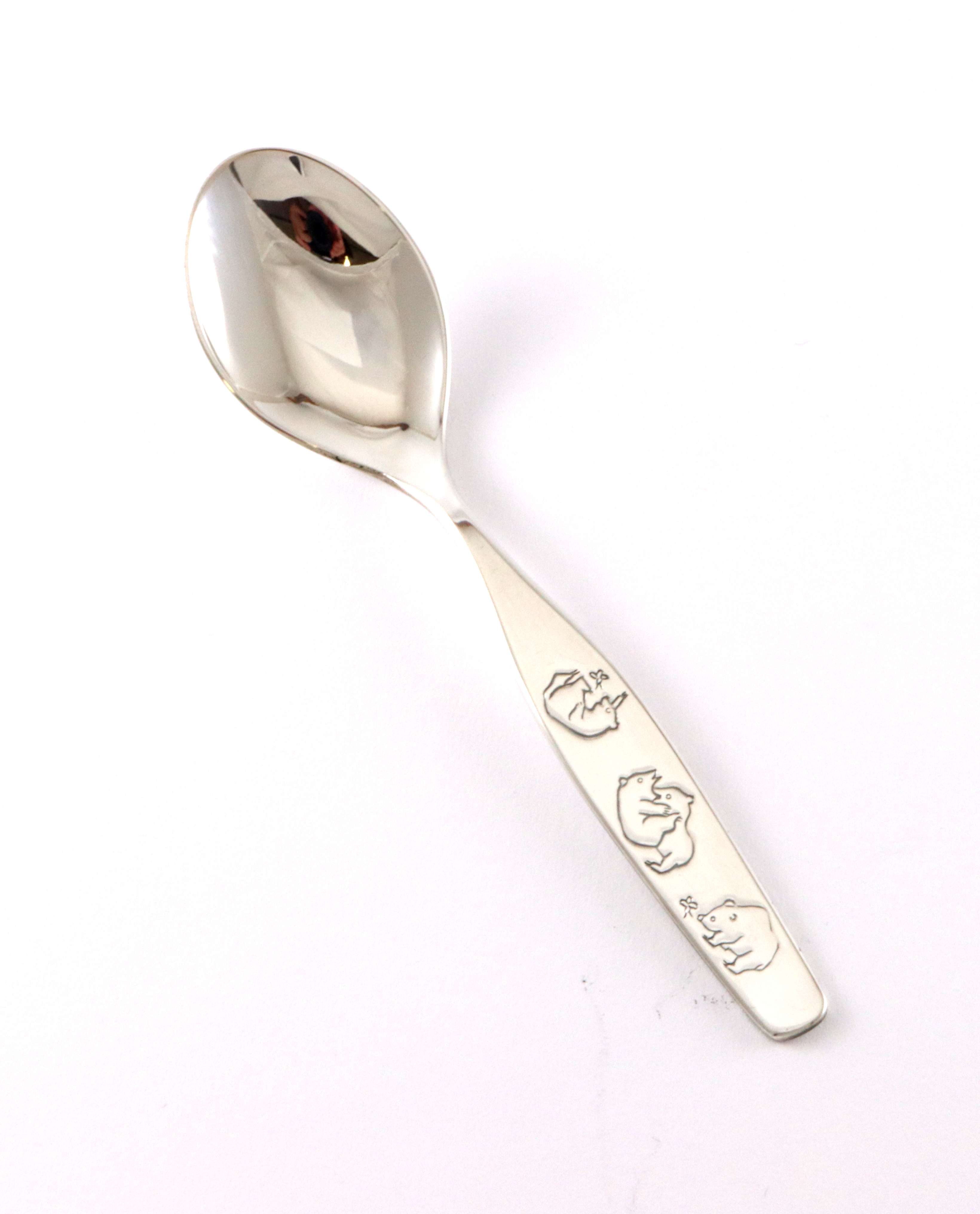 Ny bamse, barnebestikk i sølv