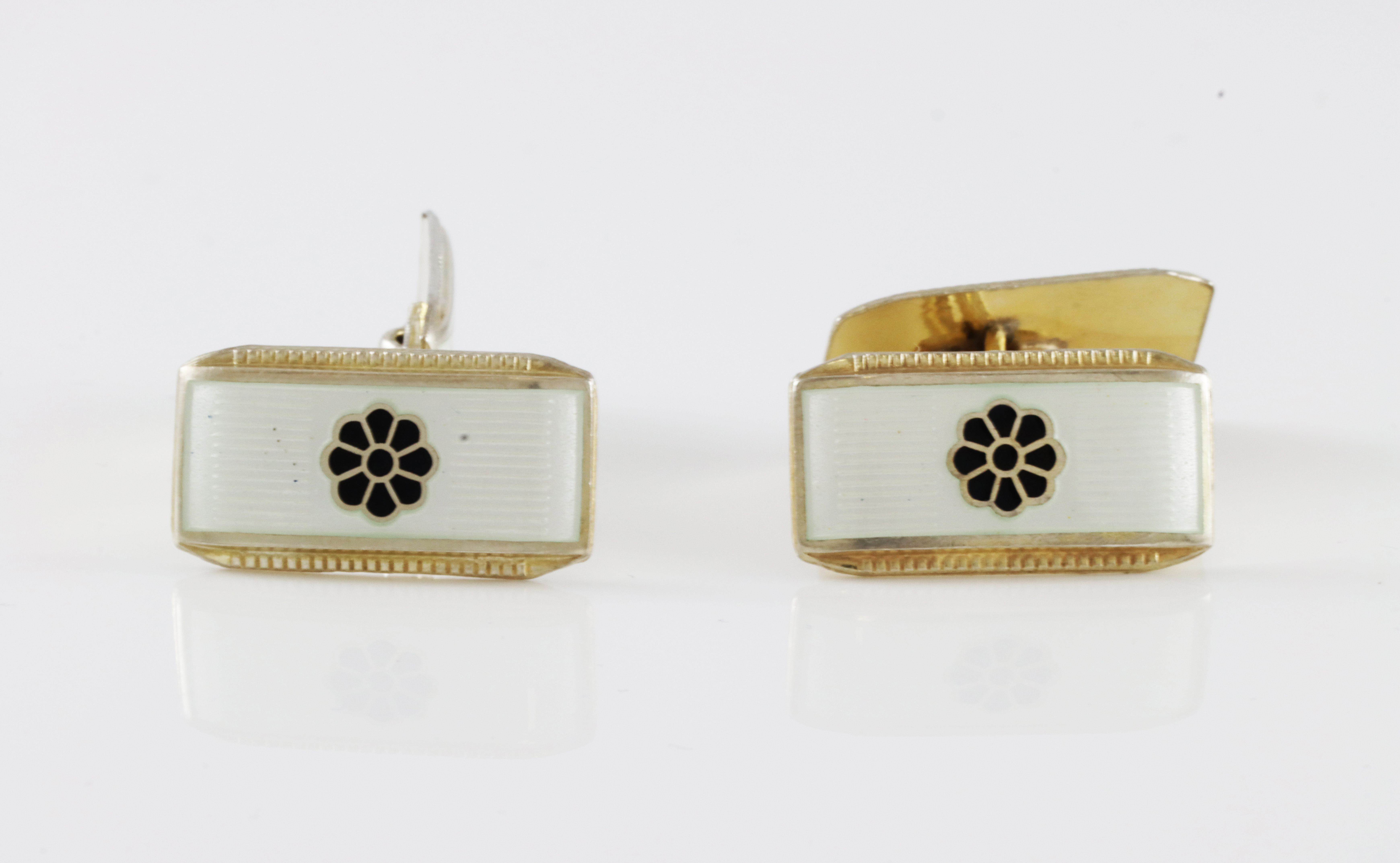 Emaljerte mansjettknapper i sølv