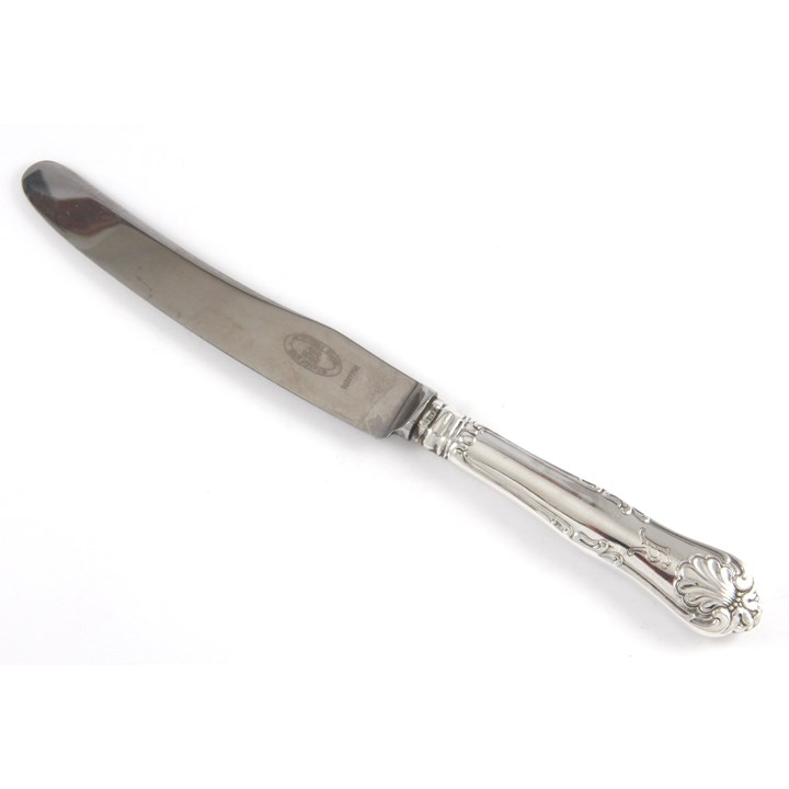 Dobbeltpresset Musling spisekniv i sølv
