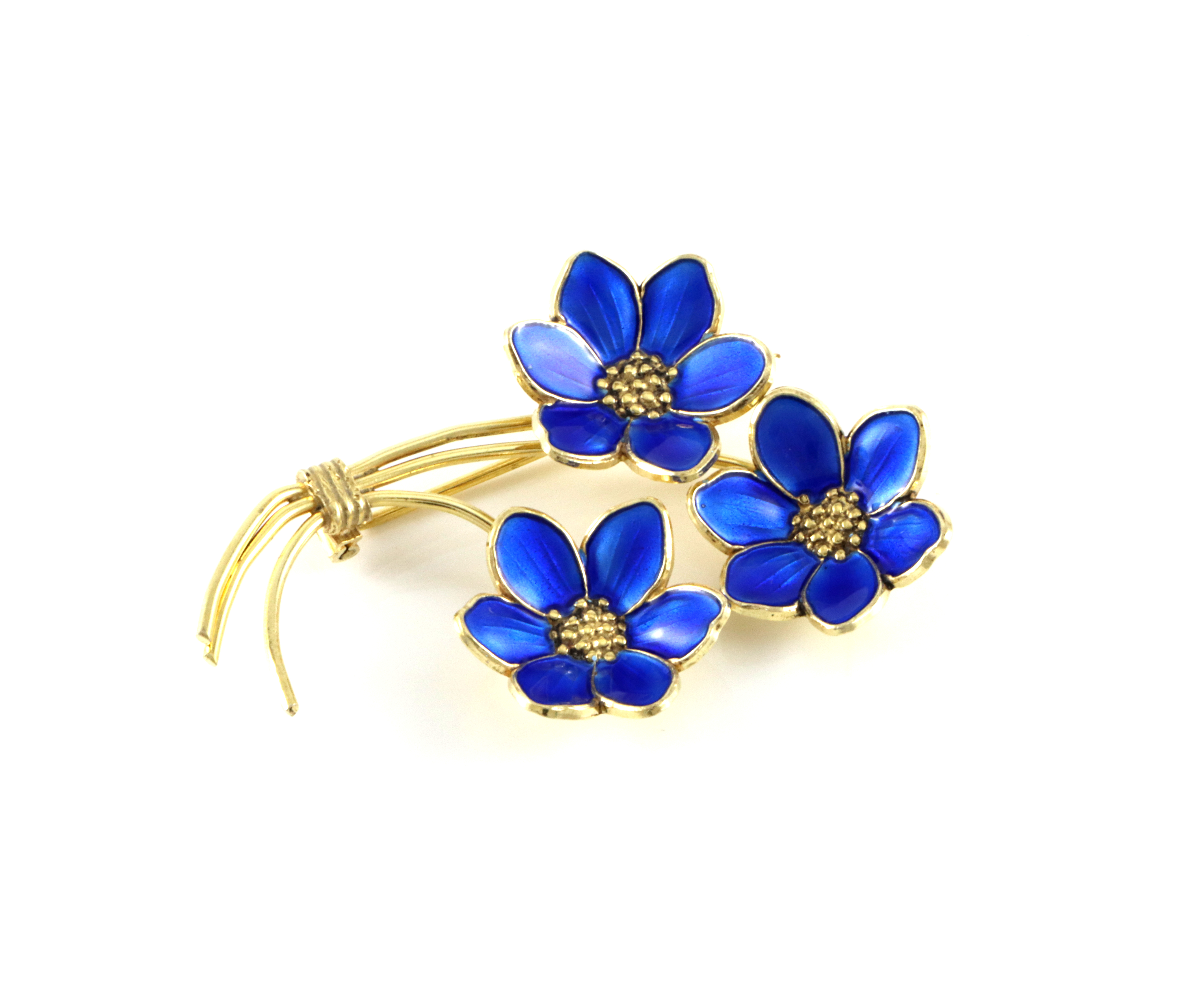 Emaljert brosje i sølv