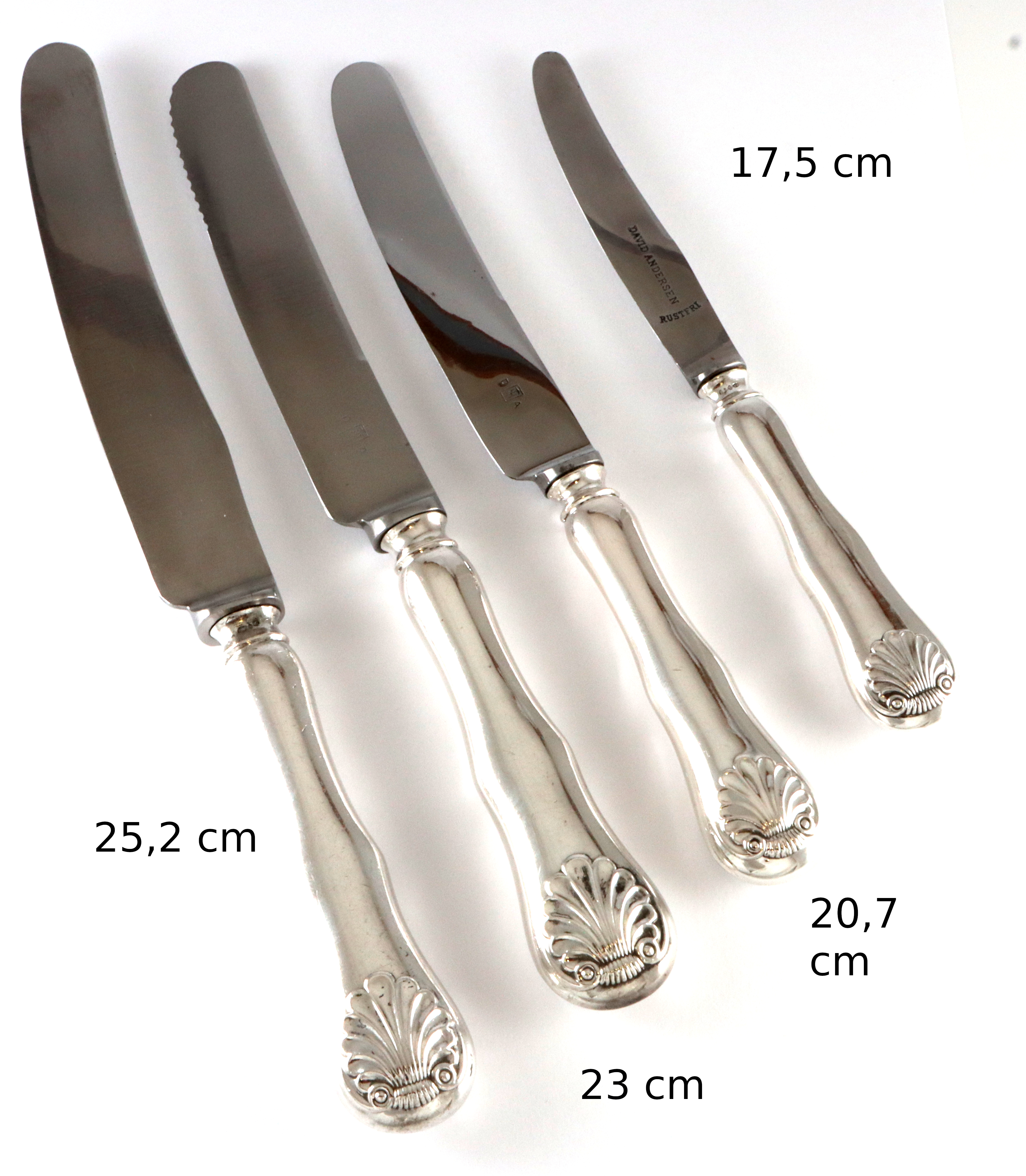 Musling spiseskniv i sølv