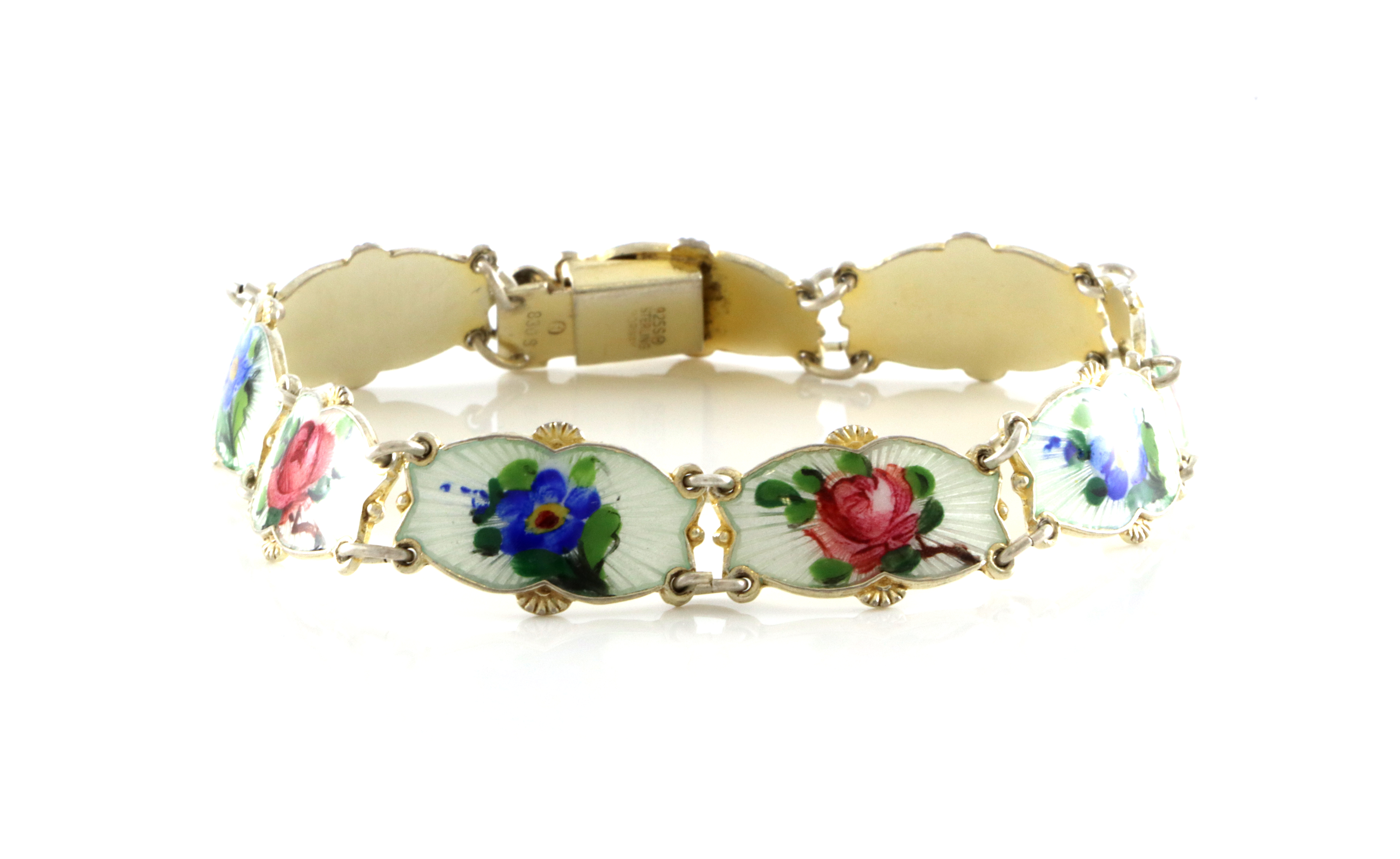 Emaljerte armlenker i sølv