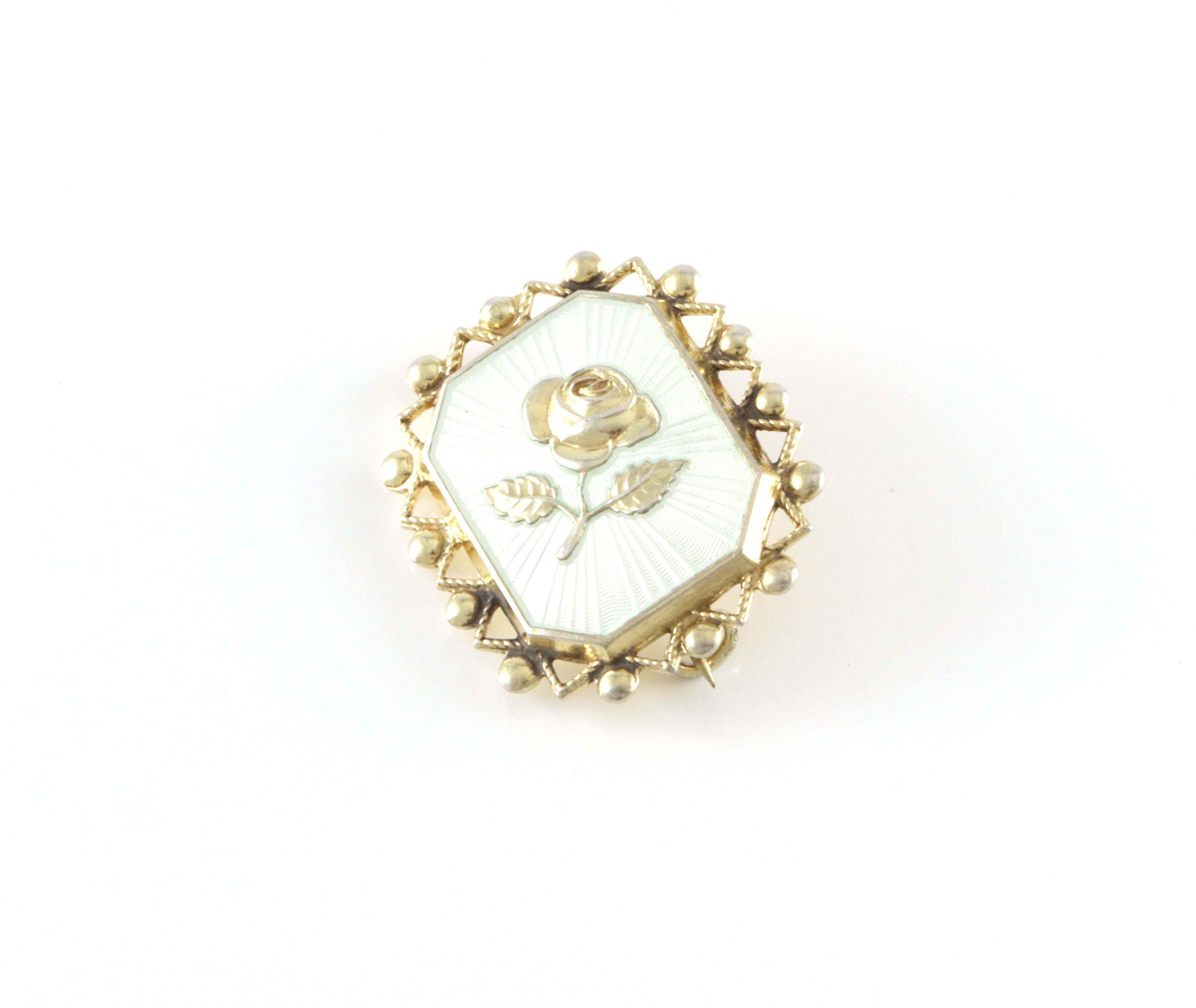 Emaljert brosje i sølv