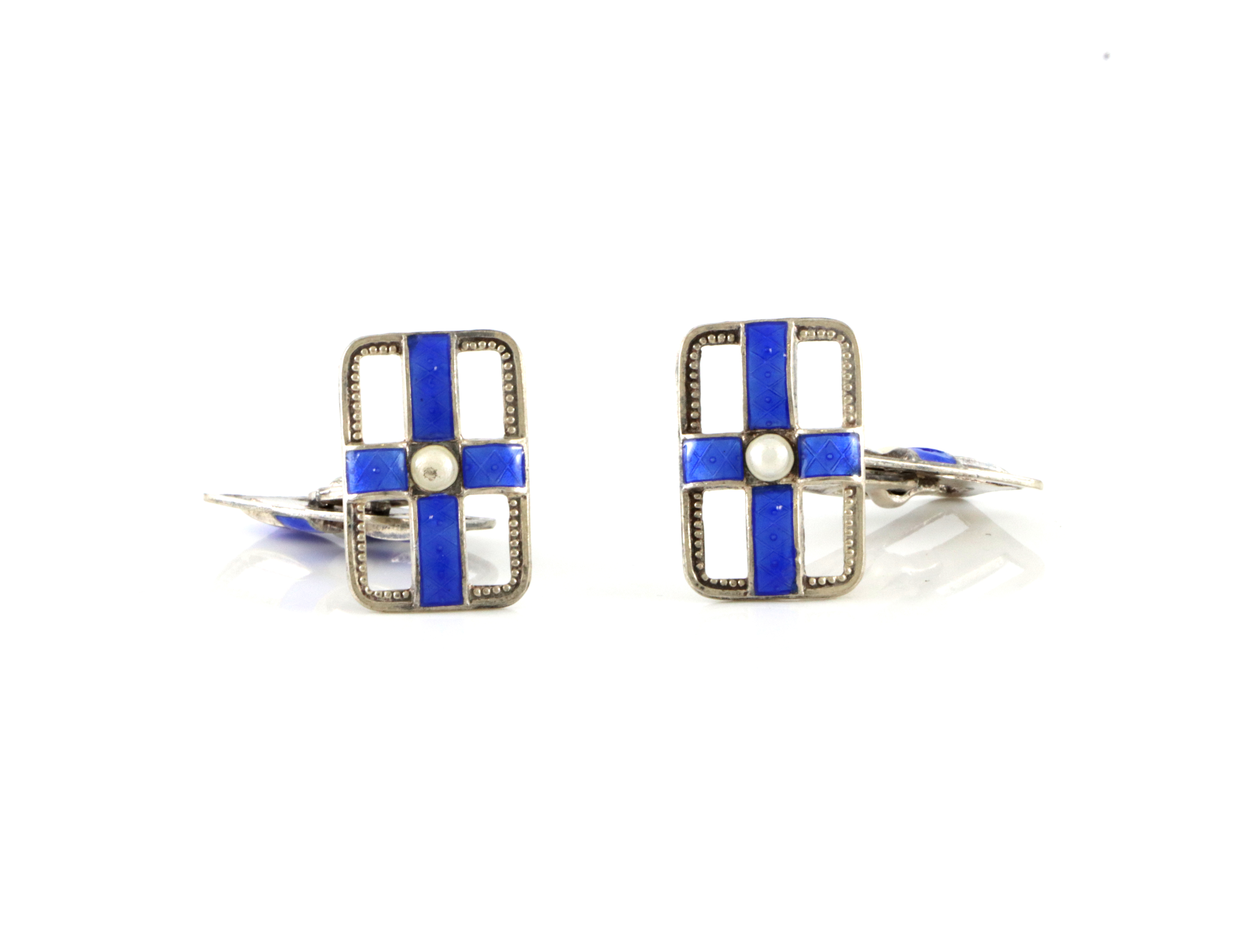 Emaljerte mansjettknapper i sølv