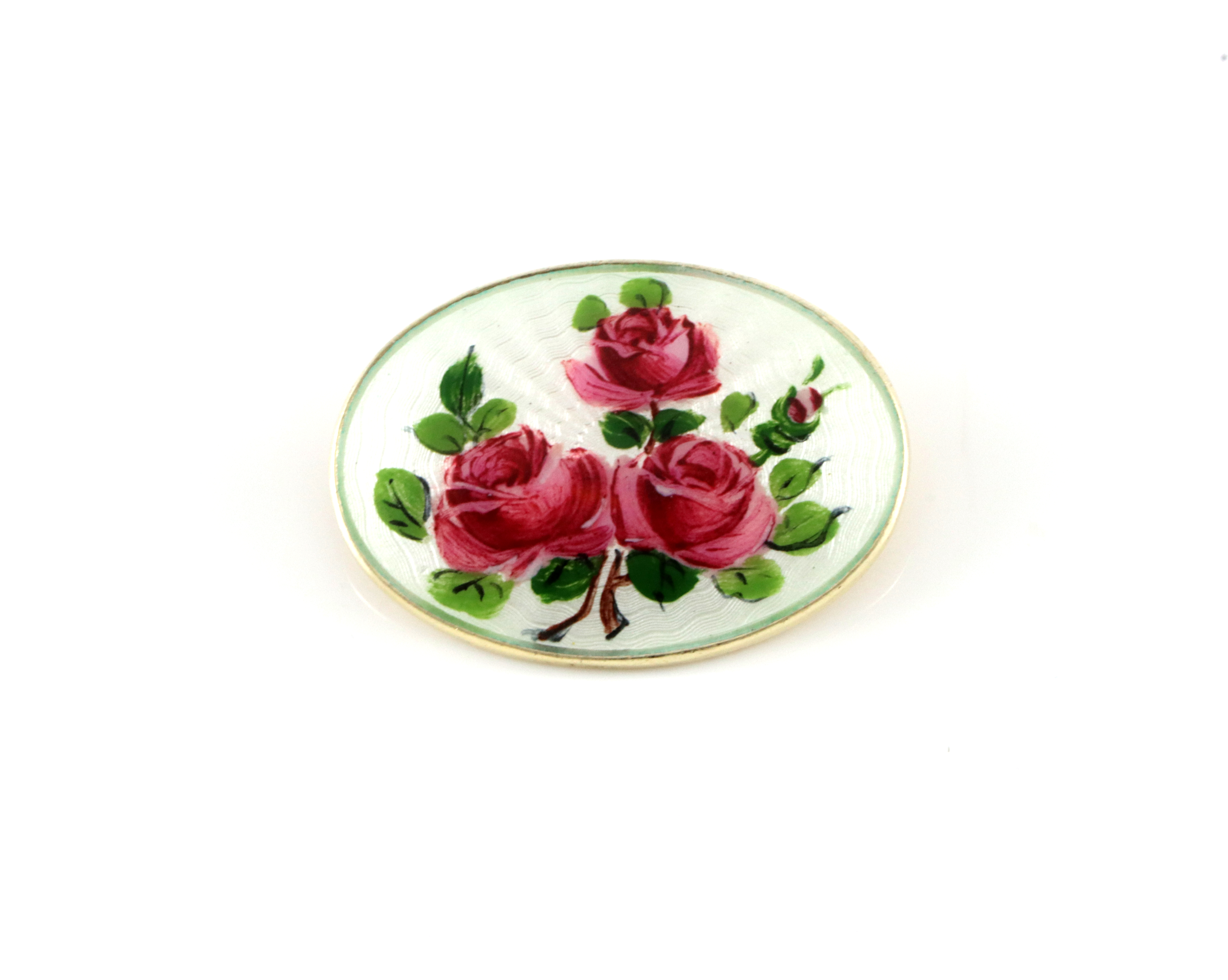 Emaljert brosje i sølv