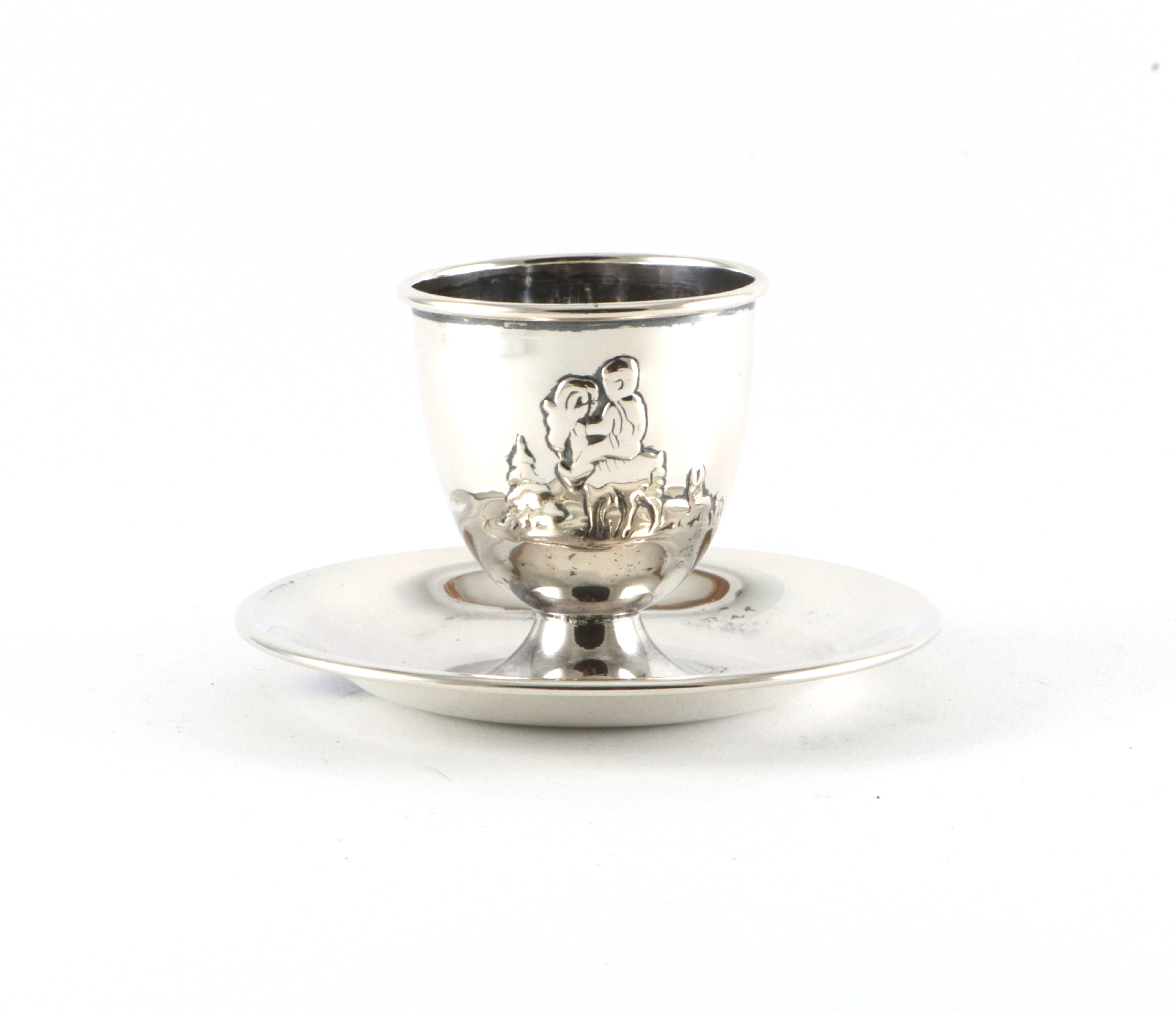 Nils og Blåmann eggeglass i sølv