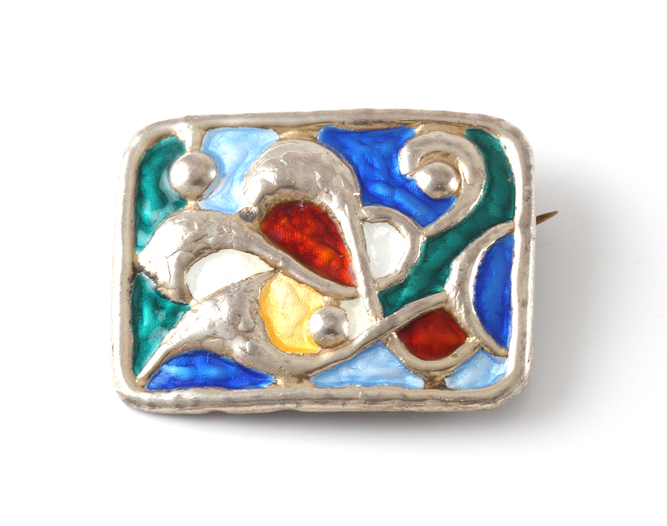 Emaljert brosje i sølv