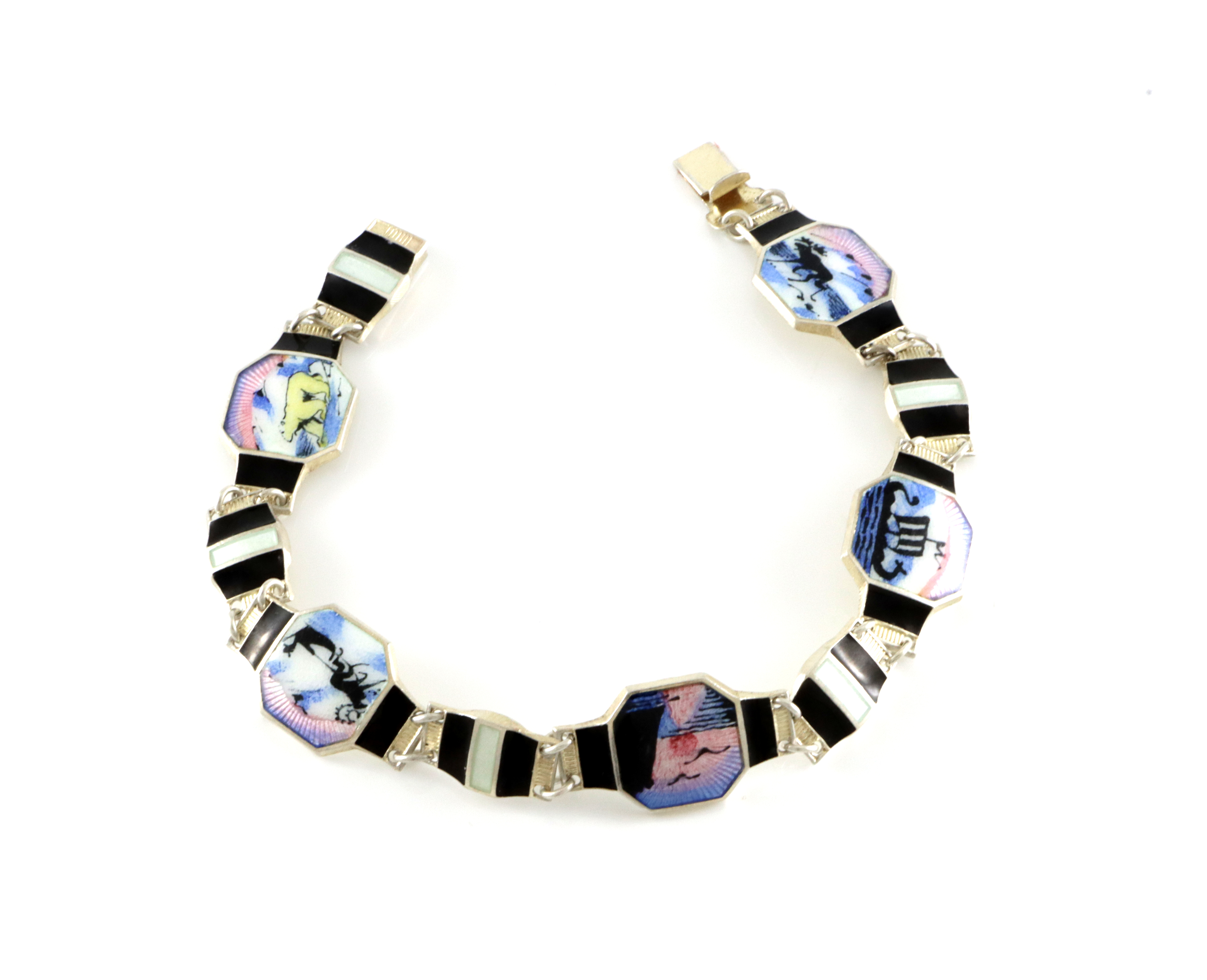 Emaljerte armlenker i sølv