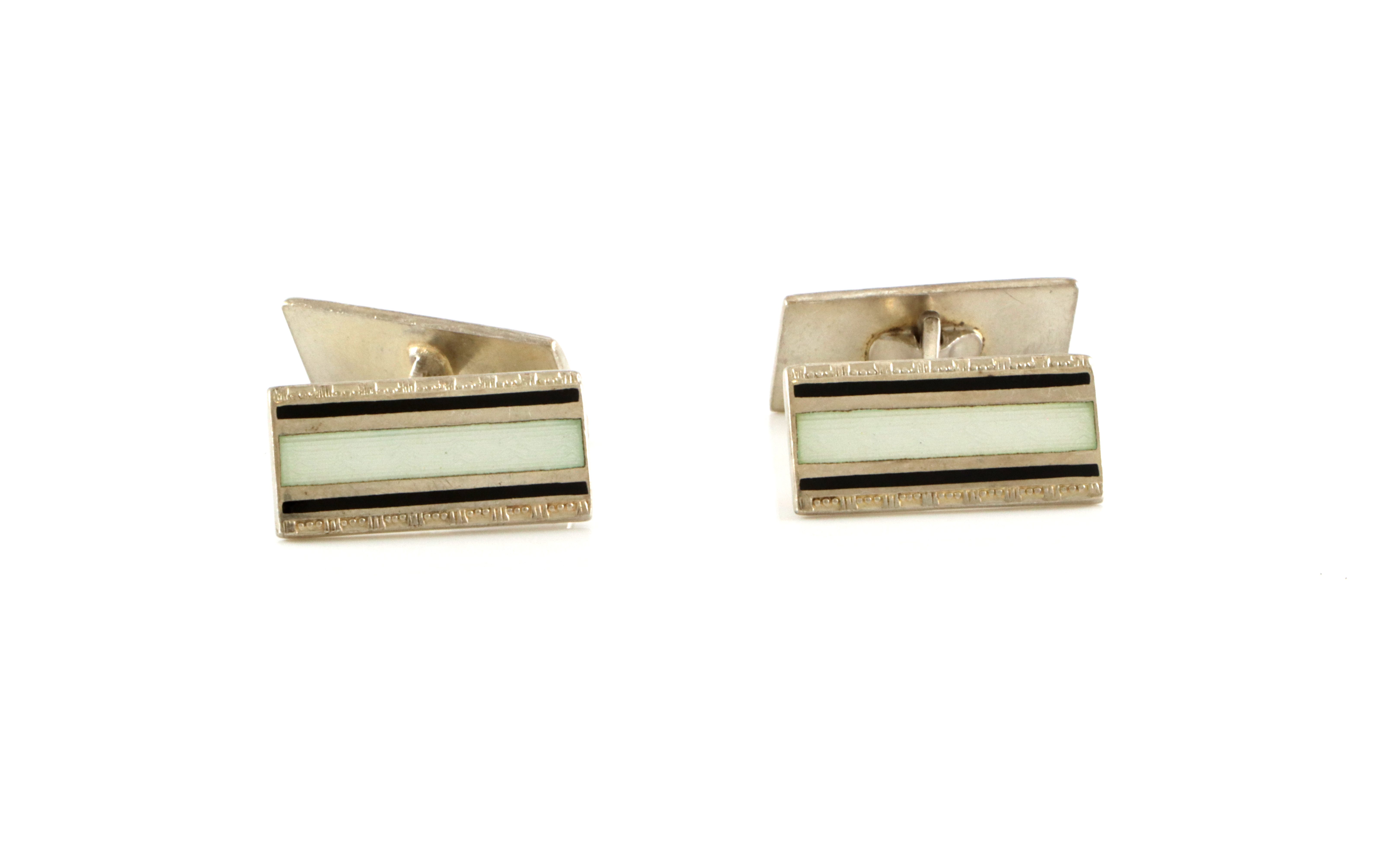 Emaljerte mansjettknapper i sølv