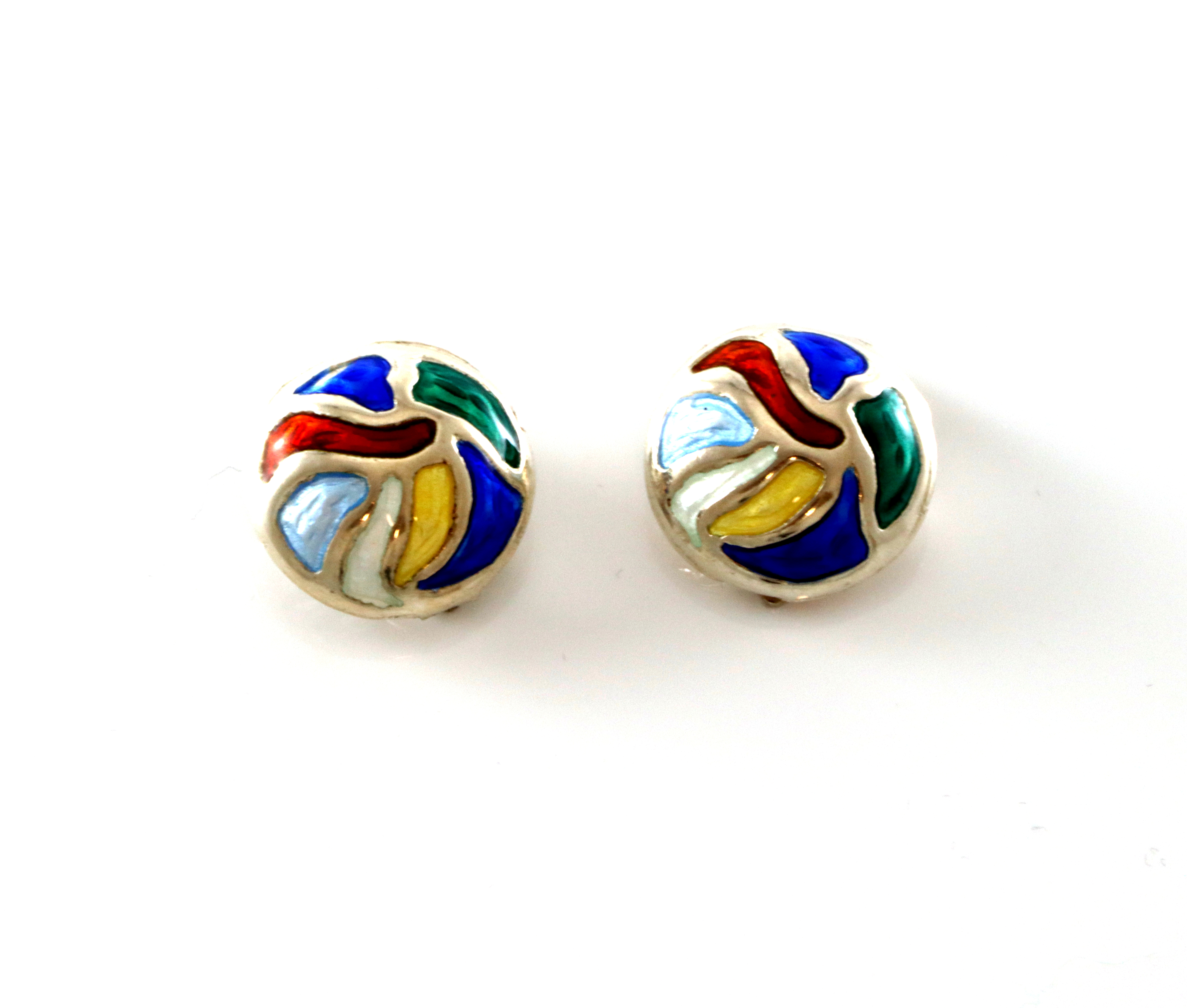 Emaljert ørepynt i sølv